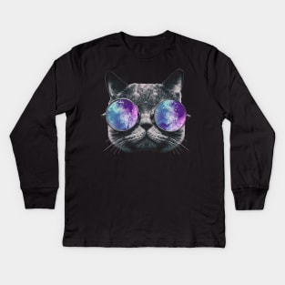 Cat Eye Galaxy Kids Long Sleeve T-Shirt